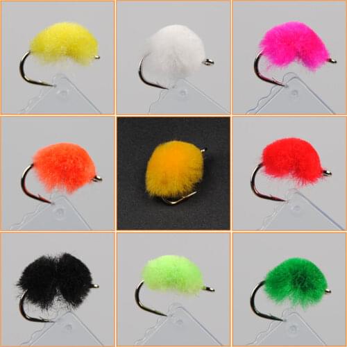 ICERIO 9PCS Trout egg Salmon Roe Tying Hook Trout Fishing Fly Lure Baits #12