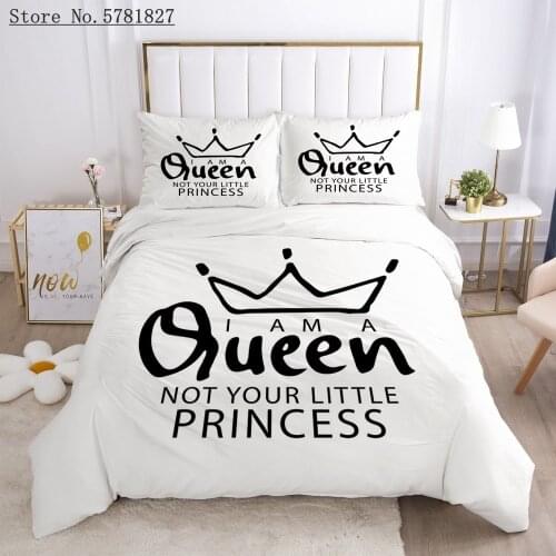2/3 Pieces Imperial Crown Bedding Set Text White Background Duvet Cover Home Textile Bed Quilt Cover For Bedroom Bed Cover Sets
