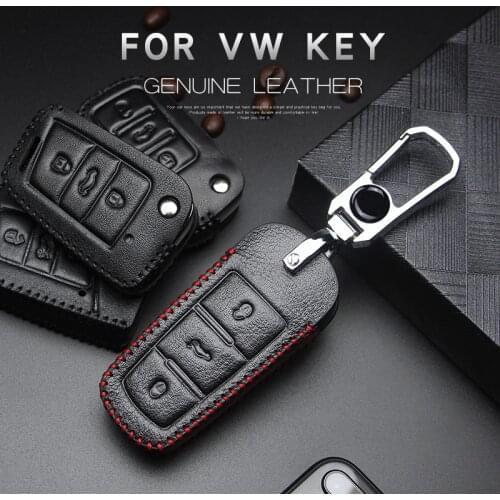 Leather Car Key Case Cover For Volkswagen VW T5 sharan caddy Polo amarok Golf 4 5 6 7 MK7 MK2 Passat B6 B7 B8 B5.5 CC Key Shell
