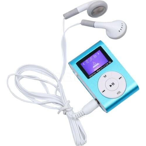 Kebidu Mini Clip Mp3 Player Electronic Sports Metal MP3 Music Player LCD Screen Support 32GB Micro SD TF Card with usb cable