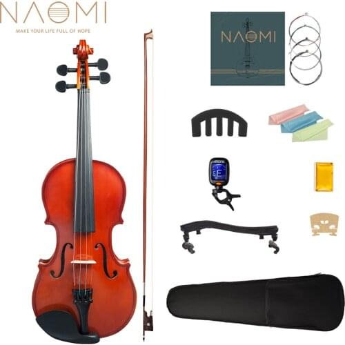 NAOMI 4/4 3/4 1/2 1/4 1/8 High Gloss Finishing Plywood Violin Student Violin W/Case+Bow+Rosin For Biginner Violin Learner