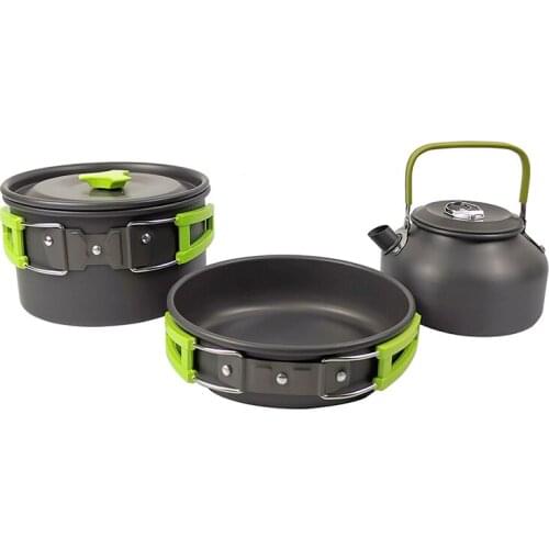 2021 new Camping Cookware Set Tableware Equipment Outdoor Cooking Teapot Frying Pan Boiling Pot Travel Utensils Picnic Supplies