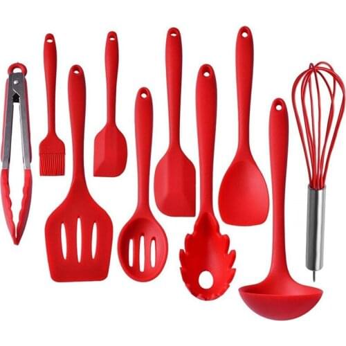 10Pcs/set Heat Resistant Silicone Cookware Set Non-stick Home Kitchen Cooking Baking Tools Kit Spoon Turner Utensils Accessories