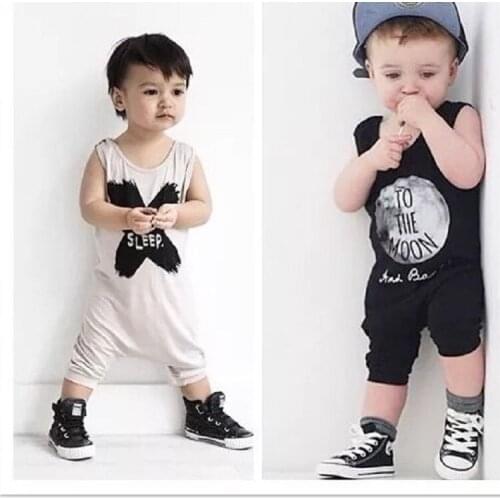 PIZZSEOON Baby Boy Clothing Summer Sleeveless Baby Boy Romper O-Neck Letter Baby Boys One-Piece Suit for 6-12-18-24 Months