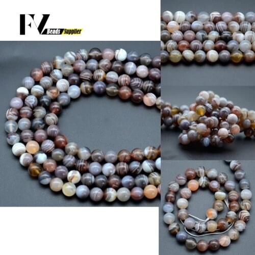 Natural Gem Gray Botswana Striped Agates Stone Beads Round Loose Spacer Beads For Jewelry Making Diy Bracelet Charm 6 8 10mm 15