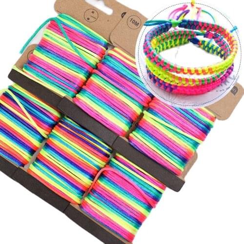 Multicolored Gradient Hand Rope Braided Thread Handmade Diy Hand-Knitted Rope Bracelet Pendant Jewelry Decoration