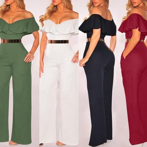 Sexy Women Ruffle Jumpsuit Romper Trousers Evening Cocktail Party Clubwear