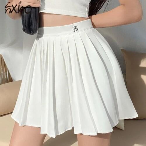 Sports Elasticity Pleated skirt Embroidery Harajuku High waist Womens skirt 2021 Summer Skirts for women Tennis skirt y2k