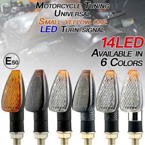 12V Motorcycle LED Turn Signal Lightings With E50 Mark 14LED Blinkers Amber light Plated Silver Shell Motorcycle Indicator Light