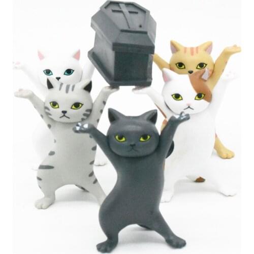 Creative Cat Shape Penholder Funny Animal Dolls Ornaments Desktop Little Thing Lifted Decoration Figurines Cat Coffin Dance