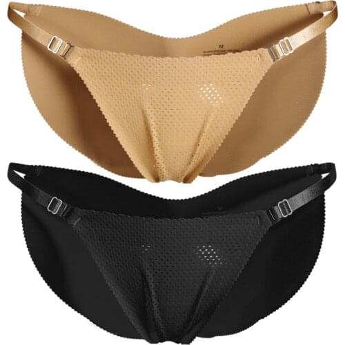 Women Sponge Padded Fake Ass Panties Hip Butt Lifter UP Underwear Bottom Push Up Adjusted Strap G-string Seamless BIkini Pants