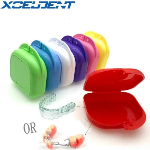 1pc Denture Storage Case Dental Orthodontic Retainer Box Mouthguard Container Supplie Tray Dentistry Supplies 6 Colors Optional