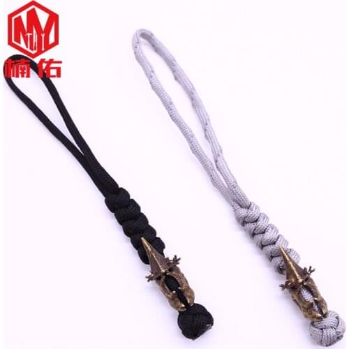 1PC Spata Spartan Helmet Retro Brass Copper Oxide EDC Hand-woven Paracord Beads Umbrella Rope Cord Lanyard Pendants Knife Beads