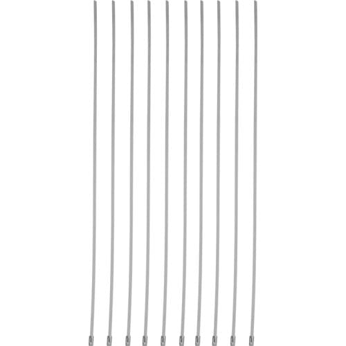 10Pcs 17.7" Stainless Steel Locking Cable Ties For Exhaust Pipe Header Wrap Tape Silver