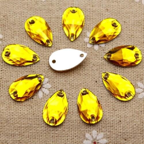 10x18mm 50pcs waterdrop Sew on Rhinestone Crystal AB Resin Flatback Glitter Rhinestone For Clothes Garments Accessories