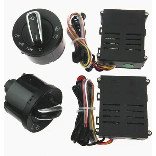 2Set Car Auto Chrome Headlights Switch Sensor Module Kit For VW Golf Mk4 Bora Beetle Passat Polo 5ND 941 431 B 3C8 941 431A