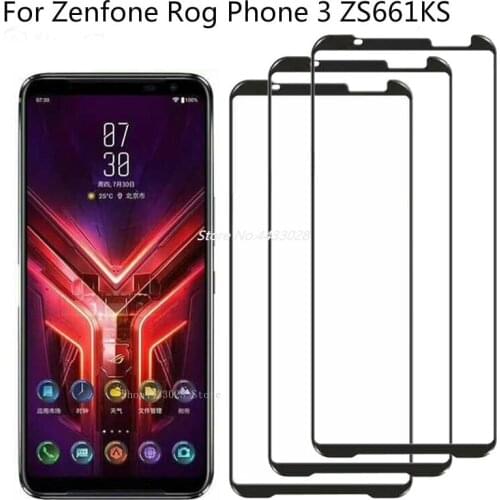 2pcs Full Glue Cover Tempered Glass For Asus Zenfione ROG Phone 3 ZS661KS Screen Protector ZS600KL ZS660KL Protective Film Glass