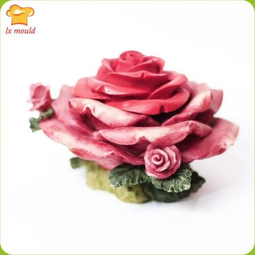 2020 New 3D Rose Flower Silicone Mold Cake Chocolate Soap Mold Valentines Day Wedding Cake Candle Decoration Tool