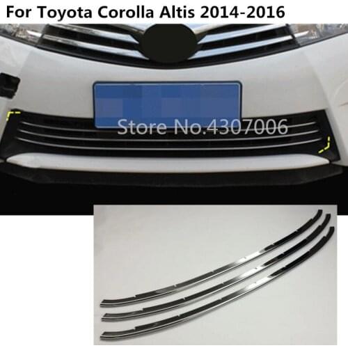 Car body styling Stainless steel trim Front up Grid Grill Grille racing hoods 3pcs For toyota Corolla Altis 2014 2015 2016
