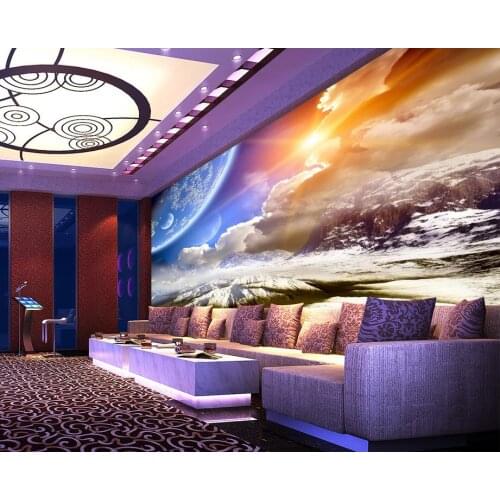 3d wallpaper for room Star Sky Snow Mountain Background Wall photo 3d wallpaper 3d landscape wallpaper