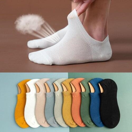 5 Pairs Mens Bamboo Fiber Socks Non-slip Silicone Short High Quality New Casual Breatheable Anti-Bacterial Man Ankle Socks Men