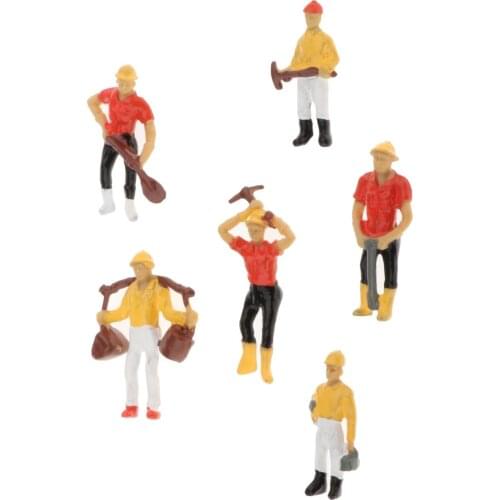 6pcs/set Painted Model Train People Figure Miniature Building Street Raliway