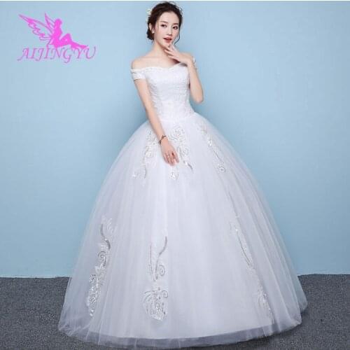 AIJINGYU 2021 floor length Customized new hot selling cheap ball gown lace up back formal bride dresses wedding dress WK506