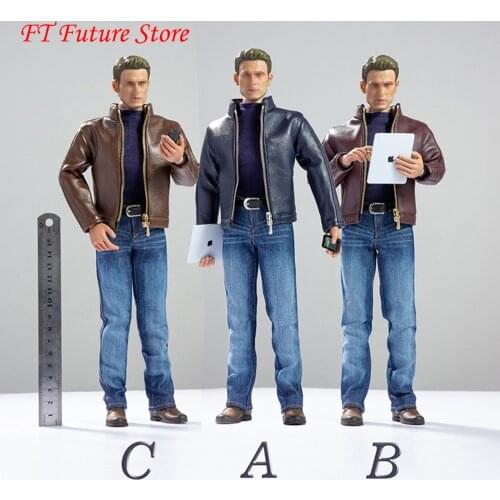 CEN-M10 1/6 Man Figure Accessory Agent Clothes Accessories Black/Blue Leather Jacket Clothes Set for 12" Captain American Action