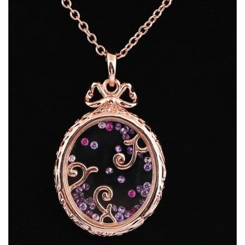 Authentic S925 Sterling Silver Rose Locket Of Dazzle With Crystal Necklace For Women Wedding Party Gift fit Lady Fine Jewelry
