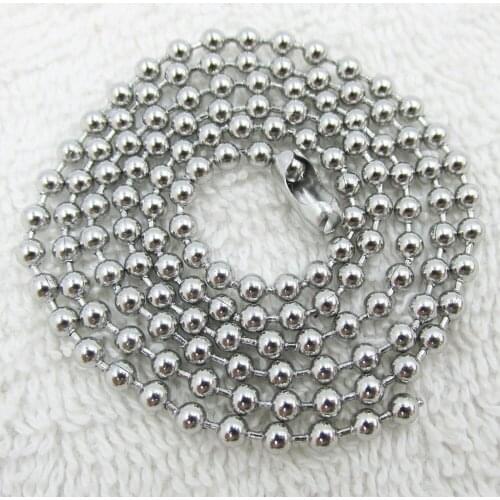 3mm*60cm Bead Chians Mirror Polished Stainless Steel Bead Ball Chains for Army Dog Tags and Pendants Length 24" 100pcs/lot