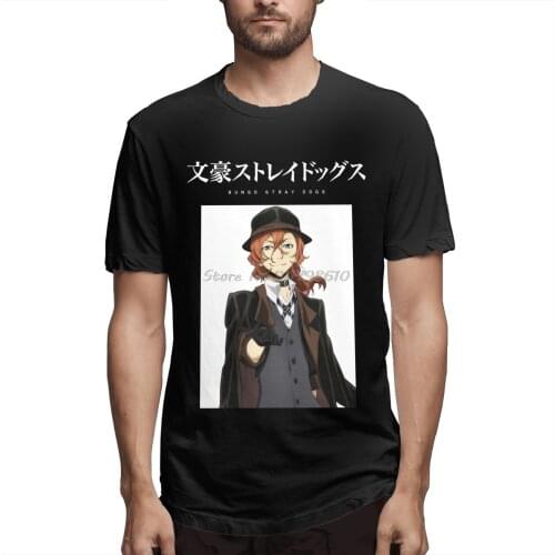 Chuuya Nakahara Bungou Stray Dogs Anime T Shirt Big Size Cotton Short Sleeve T Shirt Men Cotton Tees Streetwear Harajuku