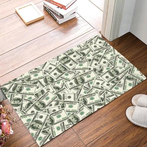 Money Dollar Pattern Anti-Slip Doormat Bedroom Kitchen Mat Bathroom Rug Home Doormat for Entrance Door