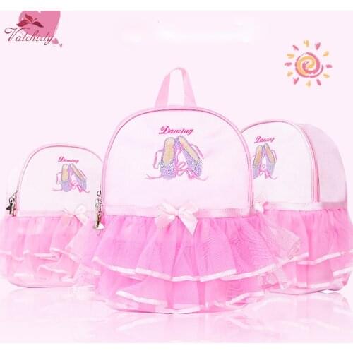 Kids Ballerina Bag Pink Dance Bag Girls Ballet Princess Backpack Storage bag Large Capacity
