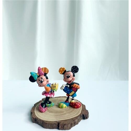 Disney 9cm painted Mickey mouse minnie mouse exquisite resin Action Figure Toy mickey mouse toys home decoration toys