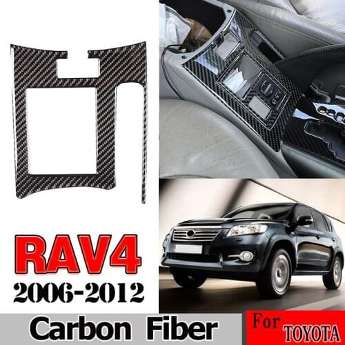 For Toyota RAV4 2006-2012 Real Carbon Fiber 3D Sticker Car Gear Handbrake Lever Panel Trim Cover Interior Car Accessories