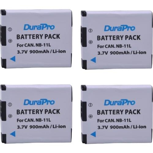 DuraPro 4pcs NB-11L NB11L NB 11L 900mAh Camera Battery For Canon PowerShot 130 115 A2500 ELPH 135 140 A2500 A2600 Bateria