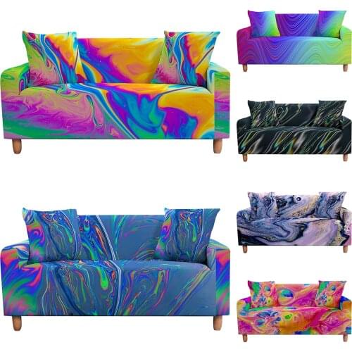 Elastic Sofa Cover Stretch Marble Pattern Couch Covers for Living Room Fully-wrap Armchair Cover Anti-dust Furniture Protector