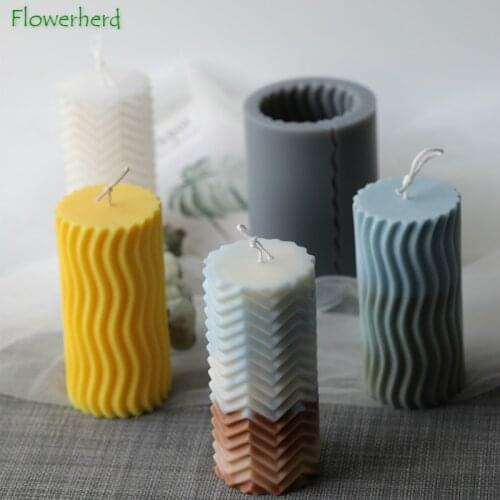 Striped Candle Mold for Candle Making Ripple Creative Cylindrical Silicone Candle Mold DIY Material Aromatherapy Plaster Mold