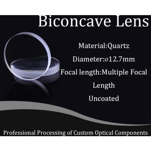 Quartz material double concave lens diameter 12.7mm high precision focusing material pure white glass