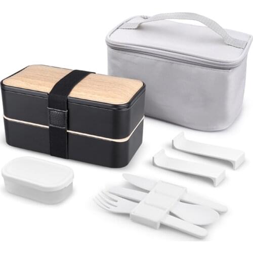 1200ml Japanese style Double Layer Lunch Box with Lunch Bag Food Container Microwave Leak-Proof For School Kids Office Worker