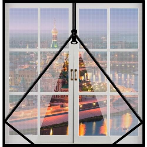 110-120 Mosquito Nets for Window With Zipper Curtain Mosquito Screens Self-adhesive Simple Door and window Screen Customized