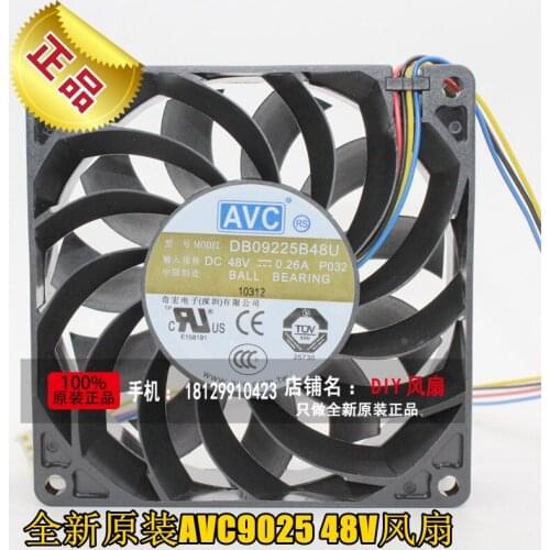 NEW AVC DB09225B48U 9025 48V 0.26A 9CM cooling fan