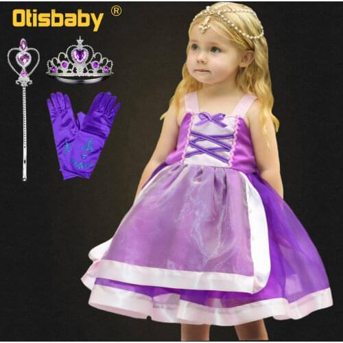 Girls Princess Rapunzel Dress for Age 1 2 3 4 5 6 7 Kids Role Play Tangled Cosplay Costume Childen Birthday Carnival Party Frock