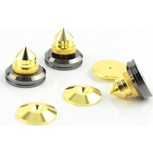 Speakers Stand Feet Foot Pad Pure Copper Gold Loudspeaker Box Spike Cone Floor Foot Nail with Base Mat and Double-sided Adhesive