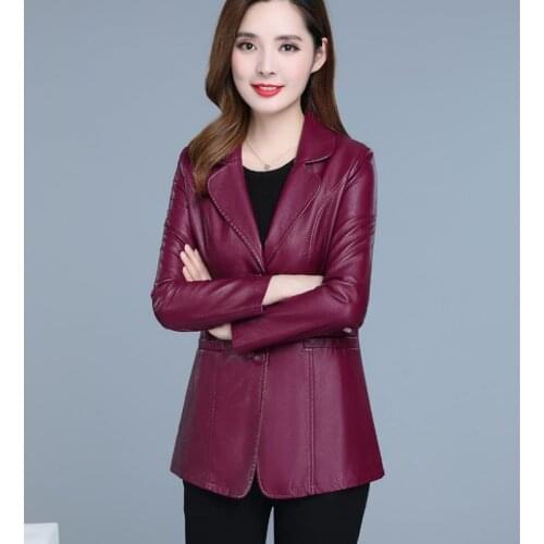 Casual faux leather jackets women black L-6XL plus size 2020 autumn winter new Korean fashion slim lapel PU coats feminina LD614