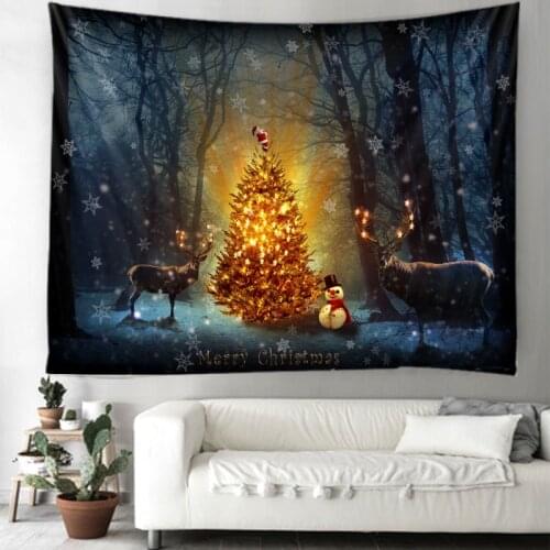 Christmas Art Wall Mounted Tapestry Christmas Elk Christmas Snowman Tapestry Background Home Decoration
