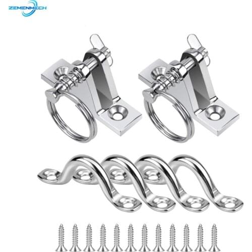 Marine Hardware 316 Stainless Steel Boat Bimini Tops Sets Deck Hinge And 4 Packs 3/8 Inch Pad Eye Straps for Bimini Boat Top