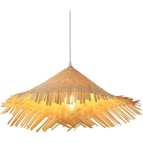 Creative Clothing Store Lighting Single Head Restaurant Pendant Lamp Chinese Personality Lighting Bamboo Straw Hat Pendant Light