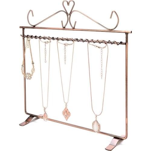 Vintage Heart Design Jewelry Hanger Necklace Earring Durable Metal Rack Display Stand Holder Lightweight Storage Organization