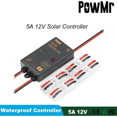 5A 12V Solar Waterproof Charge Controller IP67 for Small Solar Home Use Mini Size Solar Charge Controller Load Working 24 hours